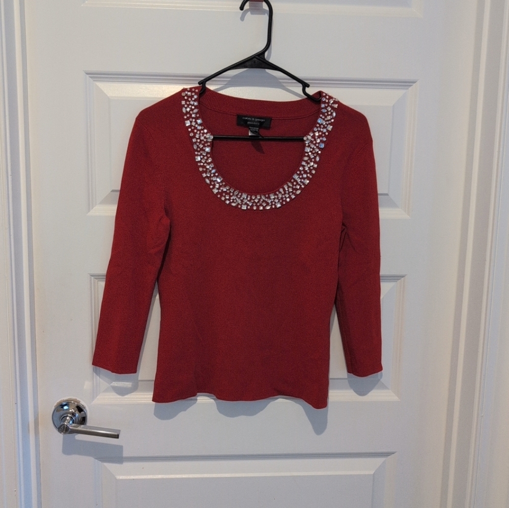 Cable & Gauge Red Embellished Top - Picture 7 of 7